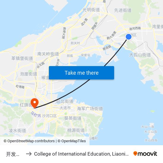开发区安盛 to College of International Education, Liaoning Normal University map