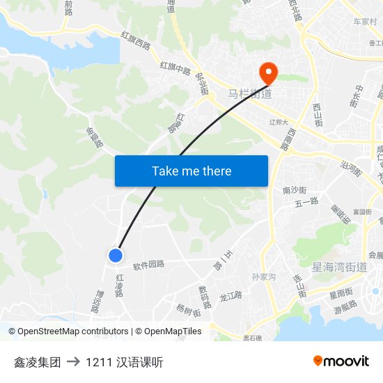 鑫凌集团 to 1211 汉语课听 map