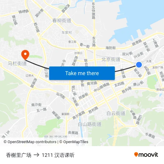 香榭里广场 to 1211 汉语课听 map