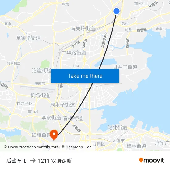 后盐车市 to 1211 汉语课听 map