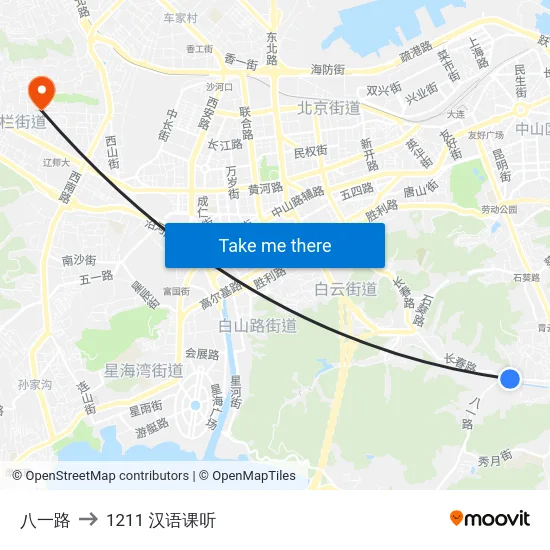 八一路 to 1211 汉语课听 map