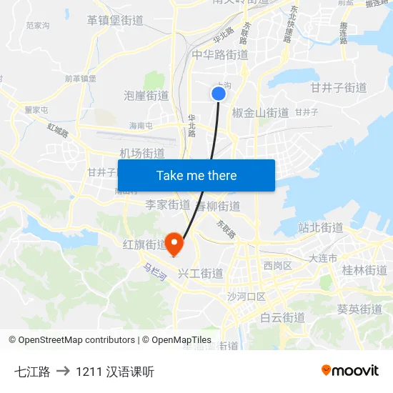 七江路 to 1211 汉语课听 map