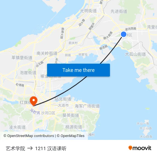 艺术学院 to 1211 汉语课听 map
