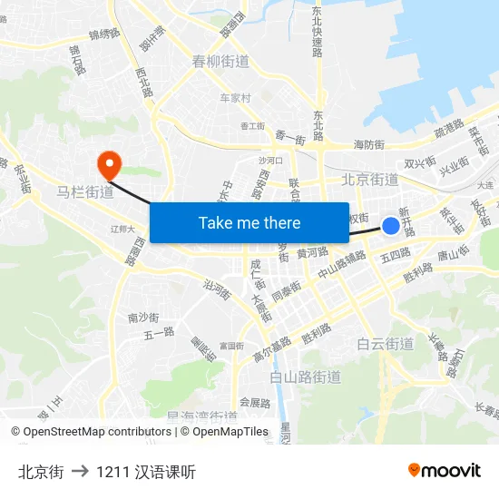 北京街 to 1211 汉语课听 map