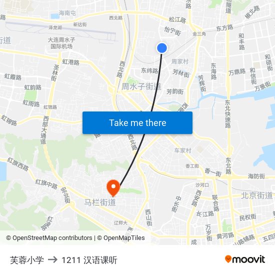 芙蓉小学 to 1211 汉语课听 map