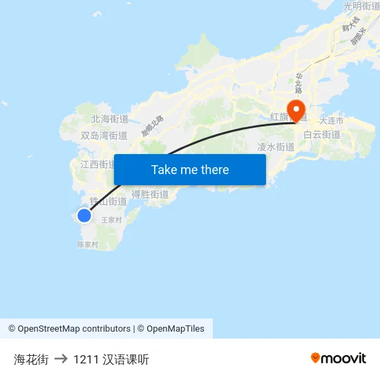 海花街 to 1211 汉语课听 map