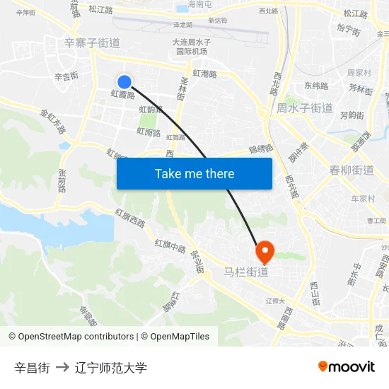 辛昌街 to 辽宁师范大学 map