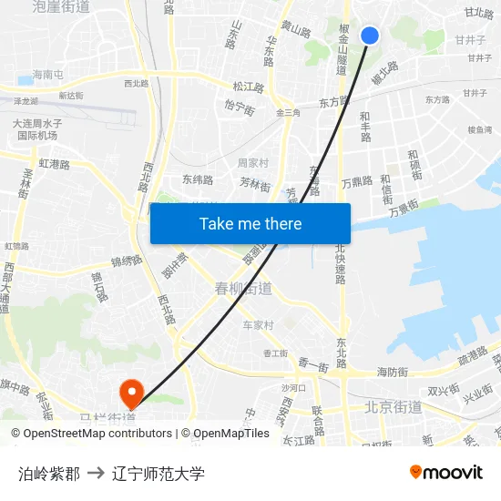 泊岭紫郡 to 辽宁师范大学 map