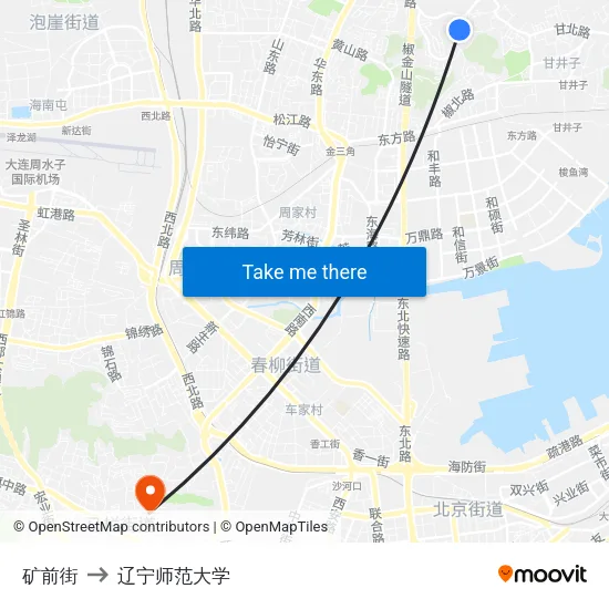 矿前街 to 辽宁师范大学 map
