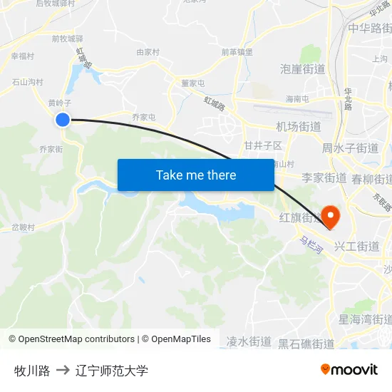牧川路 to 辽宁师范大学 map