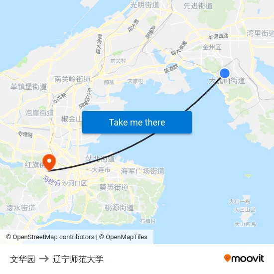 文华园 to 辽宁师范大学 map