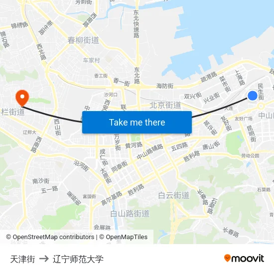 天津街 to 辽宁师范大学 map
