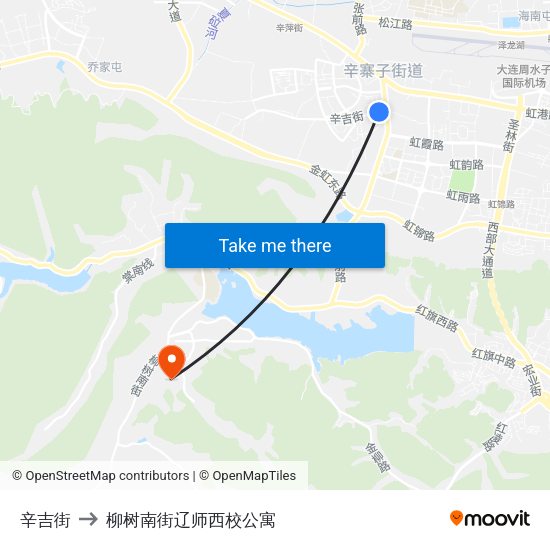 辛吉街 to 柳树南街辽师西校公寓 map