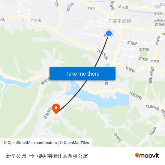 新星公园 to 柳树南街辽师西校公寓 map