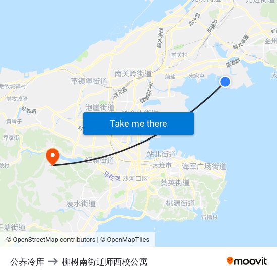公养冷库 to 柳树南街辽师西校公寓 map