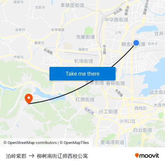 泊岭紫郡 to 柳树南街辽师西校公寓 map