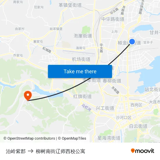 泊岭紫郡 to 柳树南街辽师西校公寓 map