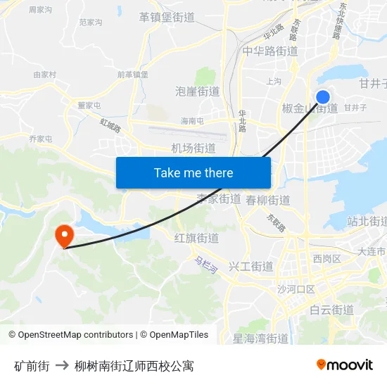 矿前街 to 柳树南街辽师西校公寓 map