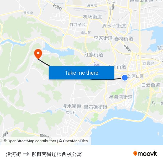 沿河街 to 柳树南街辽师西校公寓 map