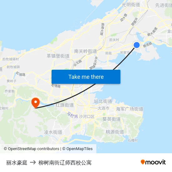 丽水豪庭 to 柳树南街辽师西校公寓 map