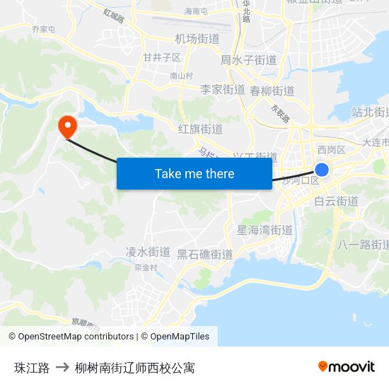 珠江路 to 柳树南街辽师西校公寓 map