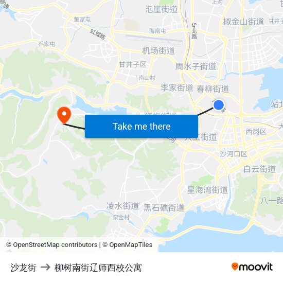 沙龙街 to 柳树南街辽师西校公寓 map
