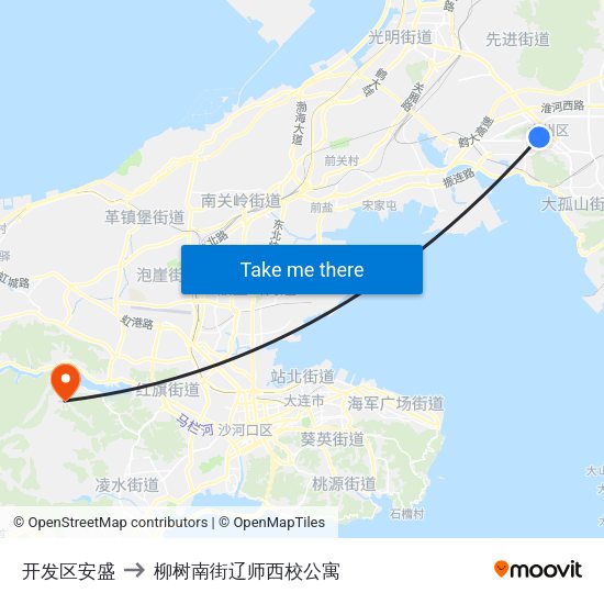 开发区安盛 to 柳树南街辽师西校公寓 map