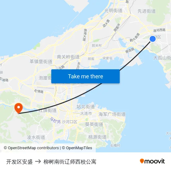 开发区安盛 to 柳树南街辽师西校公寓 map