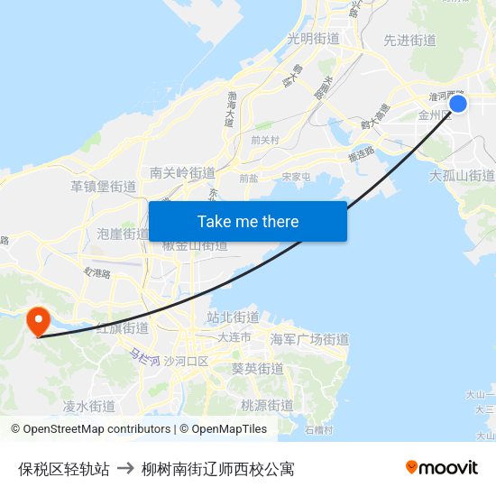 保税区轻轨站 to 柳树南街辽师西校公寓 map