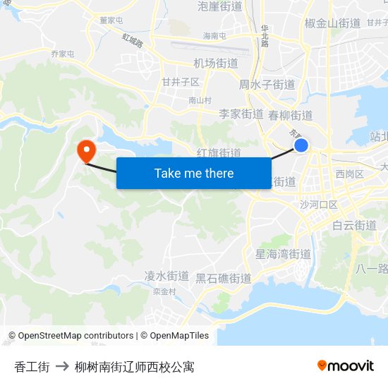 香工街 to 柳树南街辽师西校公寓 map