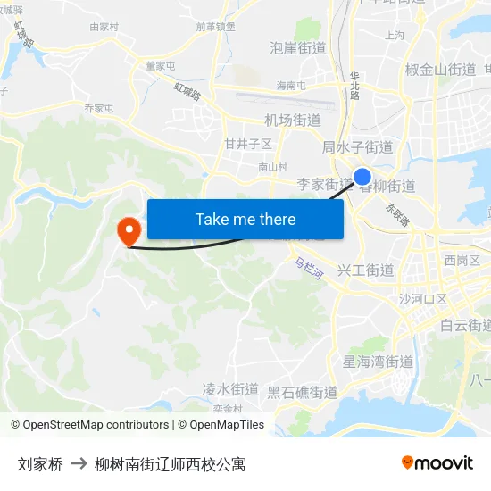 刘家桥 to 柳树南街辽师西校公寓 map