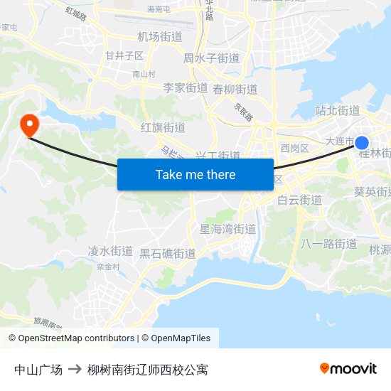 中山广场 to 柳树南街辽师西校公寓 map