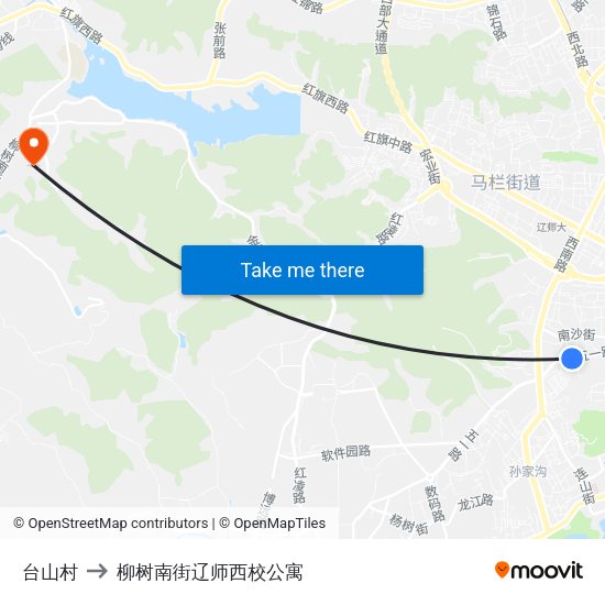 台山村 to 柳树南街辽师西校公寓 map
