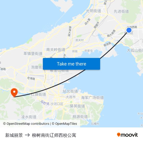 新城丽景 to 柳树南街辽师西校公寓 map