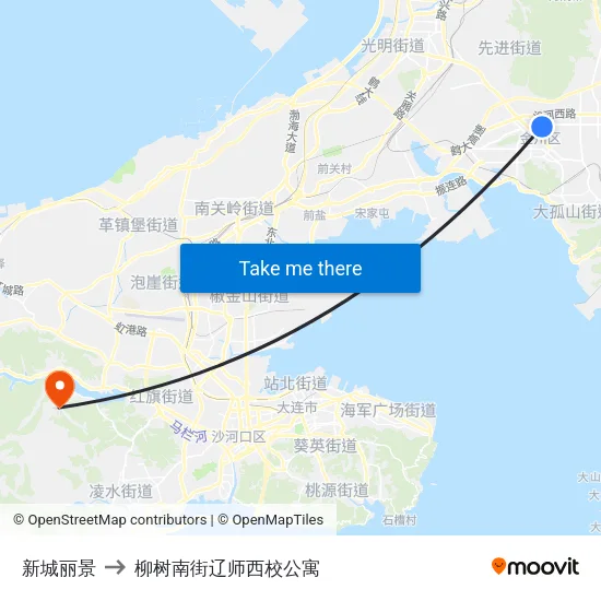 新城丽景 to 柳树南街辽师西校公寓 map