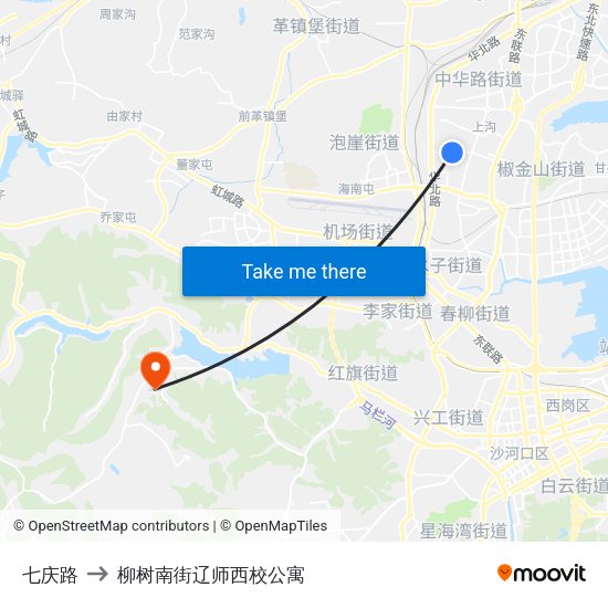 七庆路 to 柳树南街辽师西校公寓 map