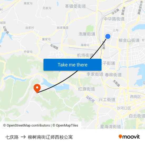 七庆路 to 柳树南街辽师西校公寓 map