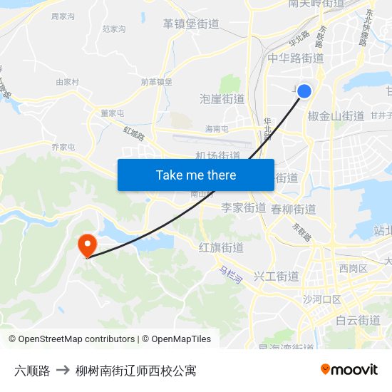 六顺路 to 柳树南街辽师西校公寓 map