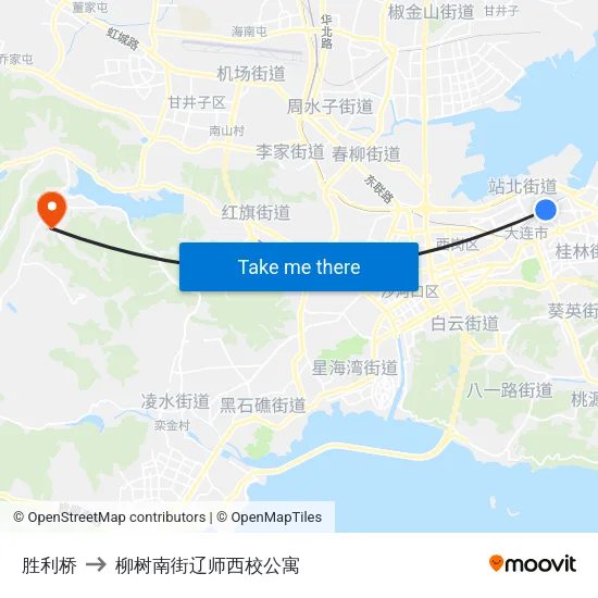 胜利桥 to 柳树南街辽师西校公寓 map