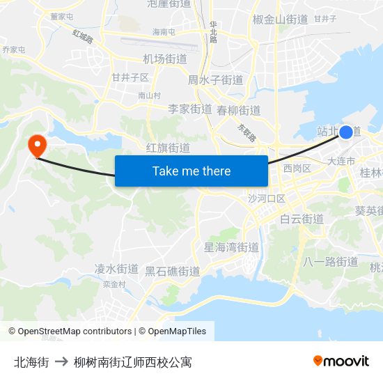 北海街 to 柳树南街辽师西校公寓 map