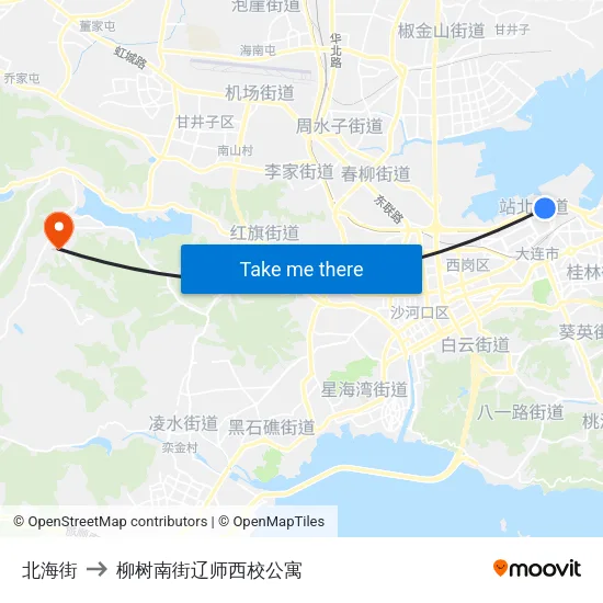 北海街 to 柳树南街辽师西校公寓 map