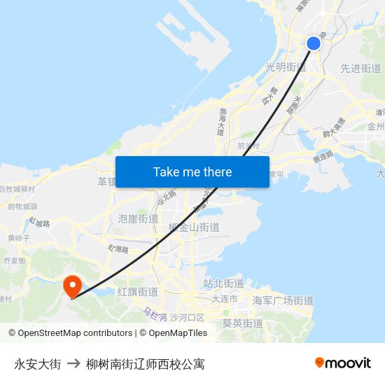 永安大街 to 柳树南街辽师西校公寓 map
