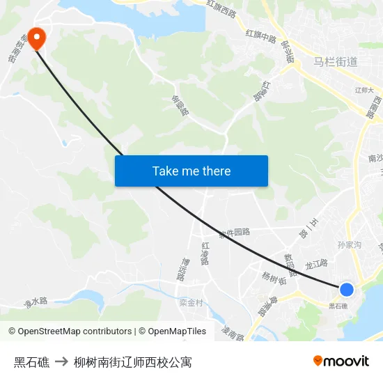 黑石礁 to 柳树南街辽师西校公寓 map