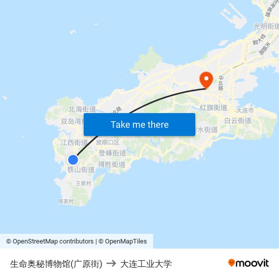 生命奥秘博物馆(广原街) to 大连工业大学 map