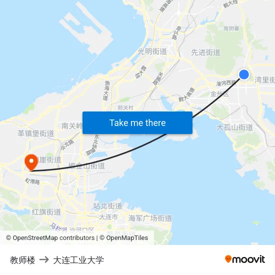 教师楼 to 大连工业大学 map