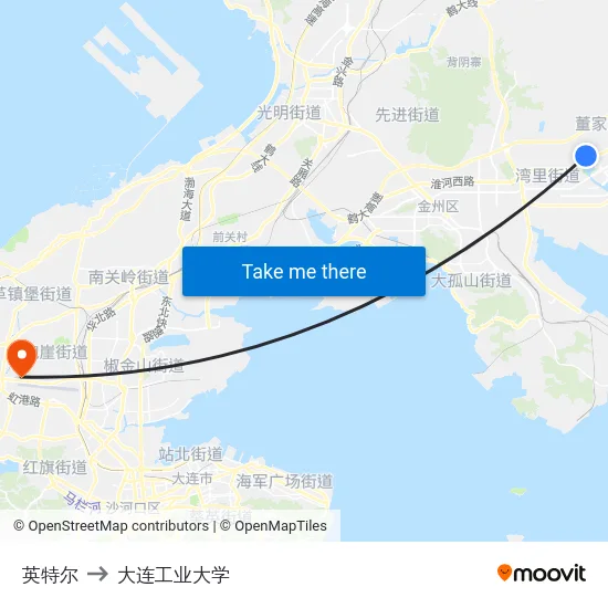 英特尔 to 大连工业大学 map