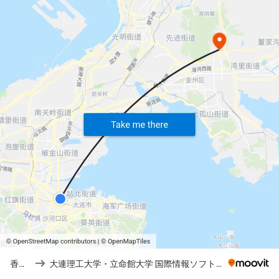 香炉礁 to 大連理工大学・立命館大学 国際情報ソフトウェア学部 map