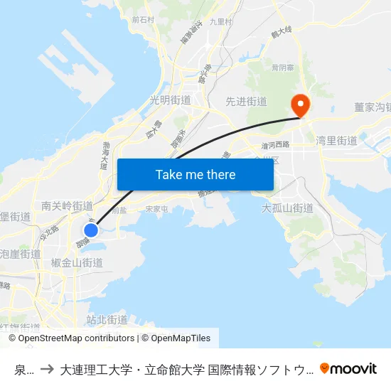 泉水 to 大連理工大学・立命館大学 国際情報ソフトウェア学部 map