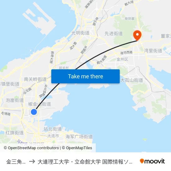 金三角市场 to 大連理工大学・立命館大学 国際情報ソフトウェア学部 map