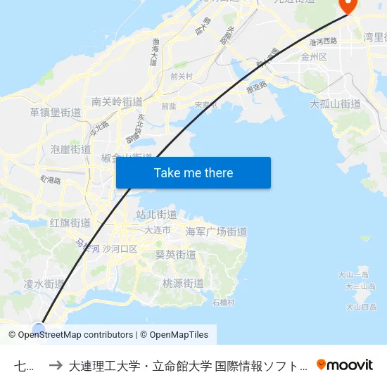 七贤岭 to 大連理工大学・立命館大学 国際情報ソフトウェア学部 map